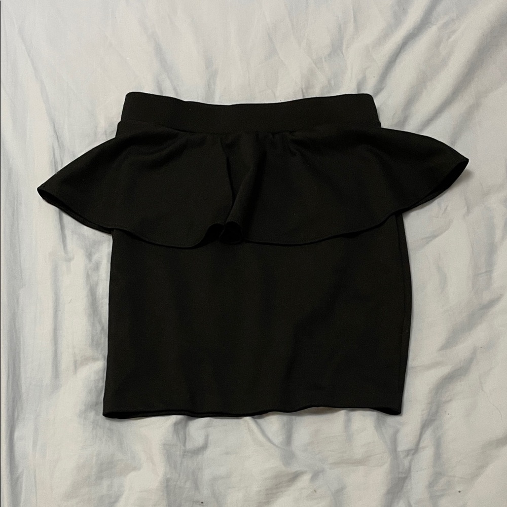 Aqua Black Ruffle Pencil Skirt